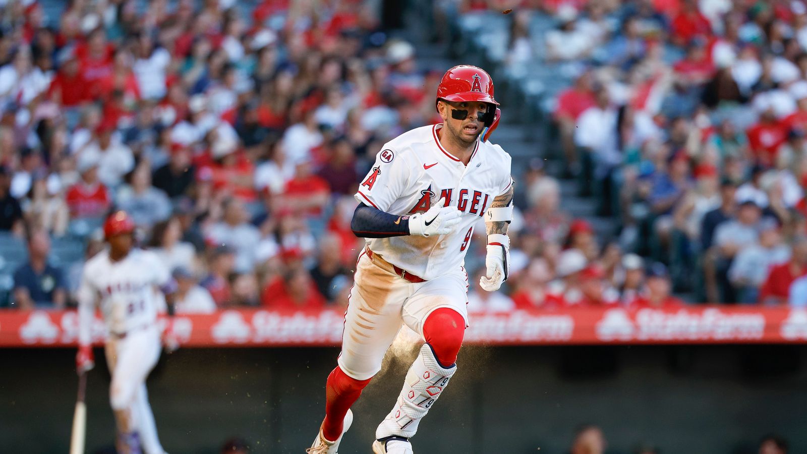 Zach Neto running against the Red Sox, July 2026