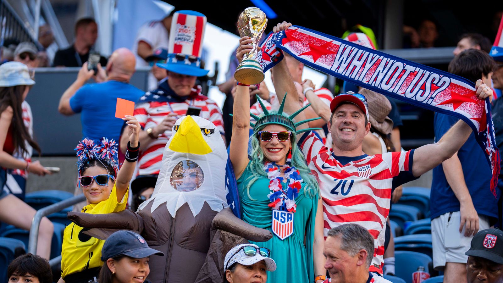 US fans geared up for the World Cup match against Belgium in Seattle.