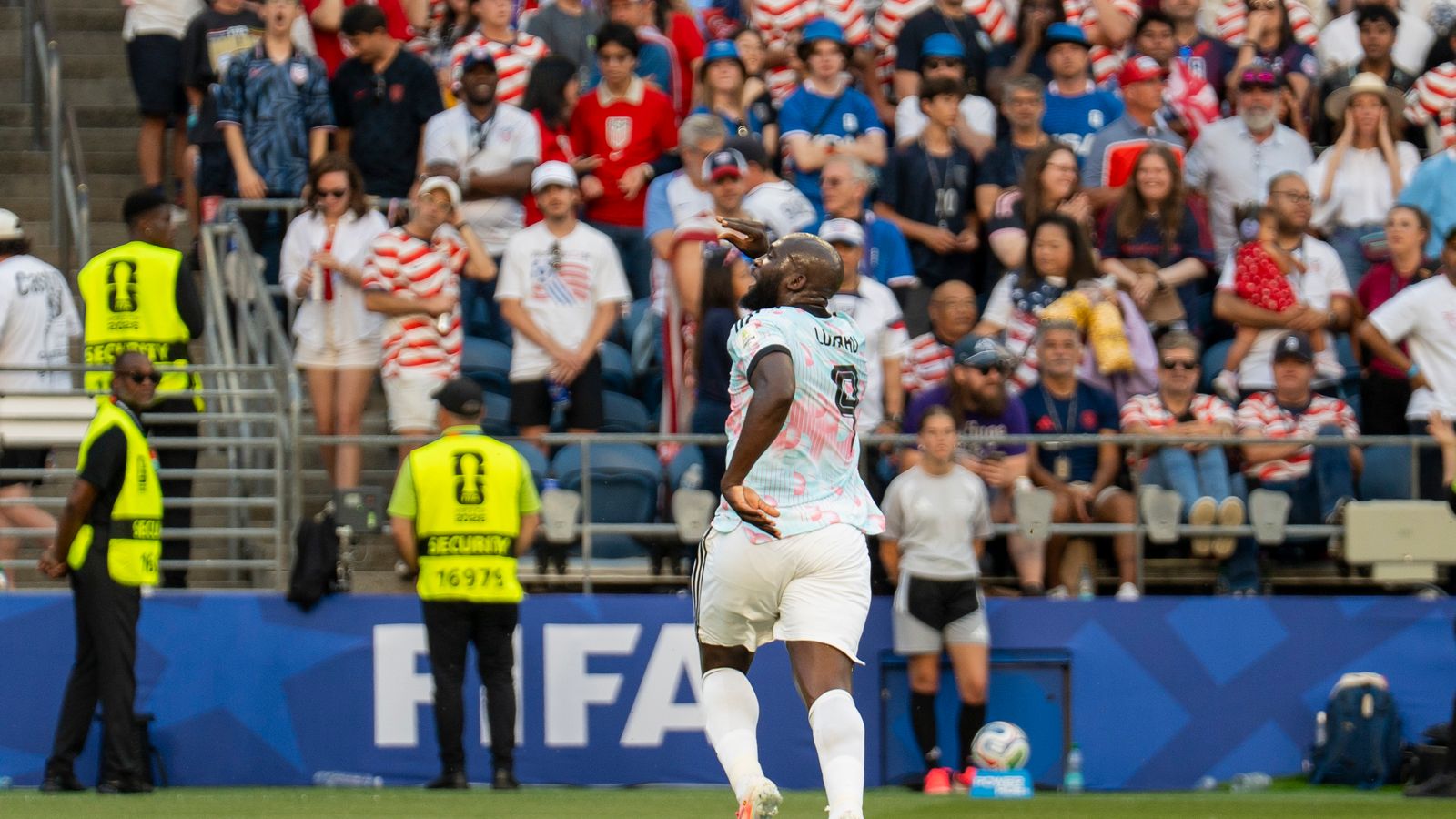 Romelu Lukaku celebrates scoring in the World Cup match against the US.