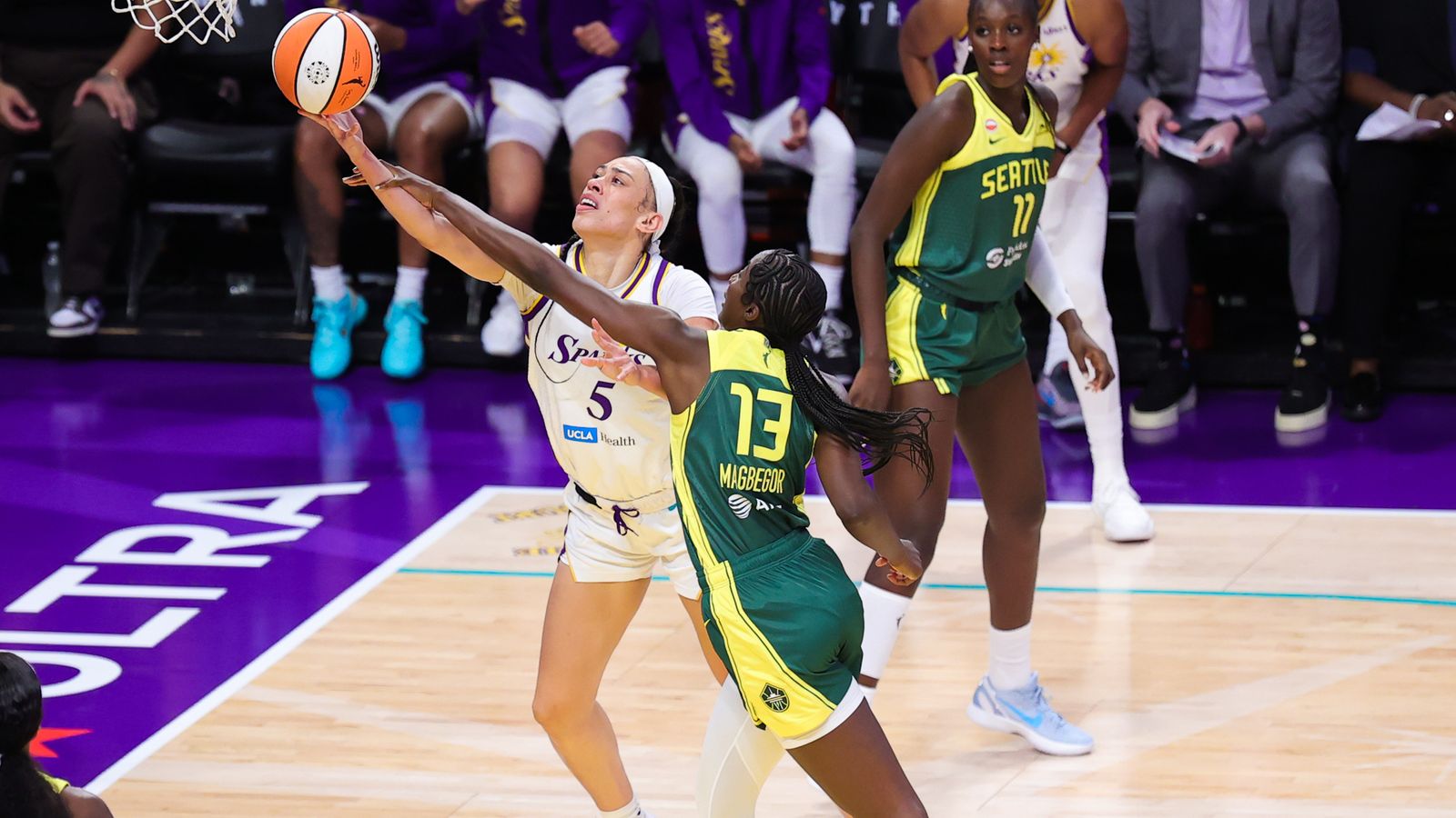 Dearica Hamby makes a layup against the Seattle Storm.