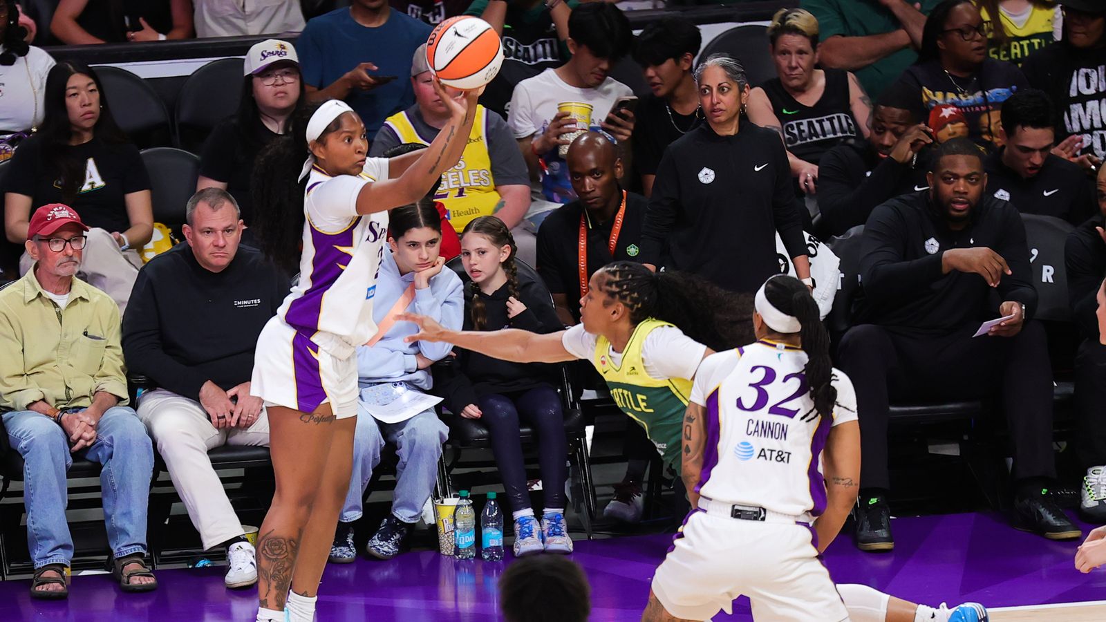 Chance Gray shoots during a WNBA game in Los Angeles.