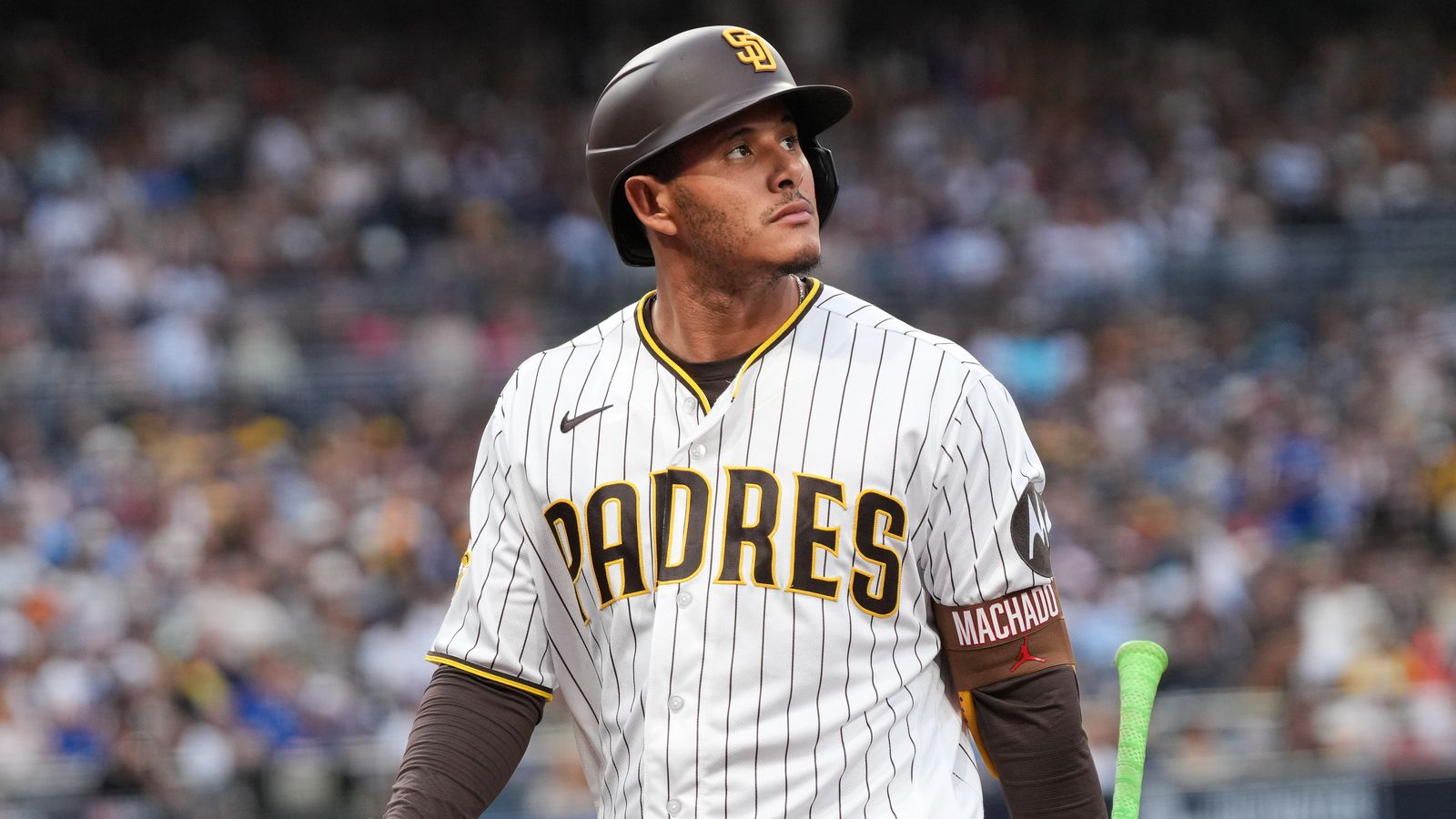 Manny Machado reacts after an out at Petco Park