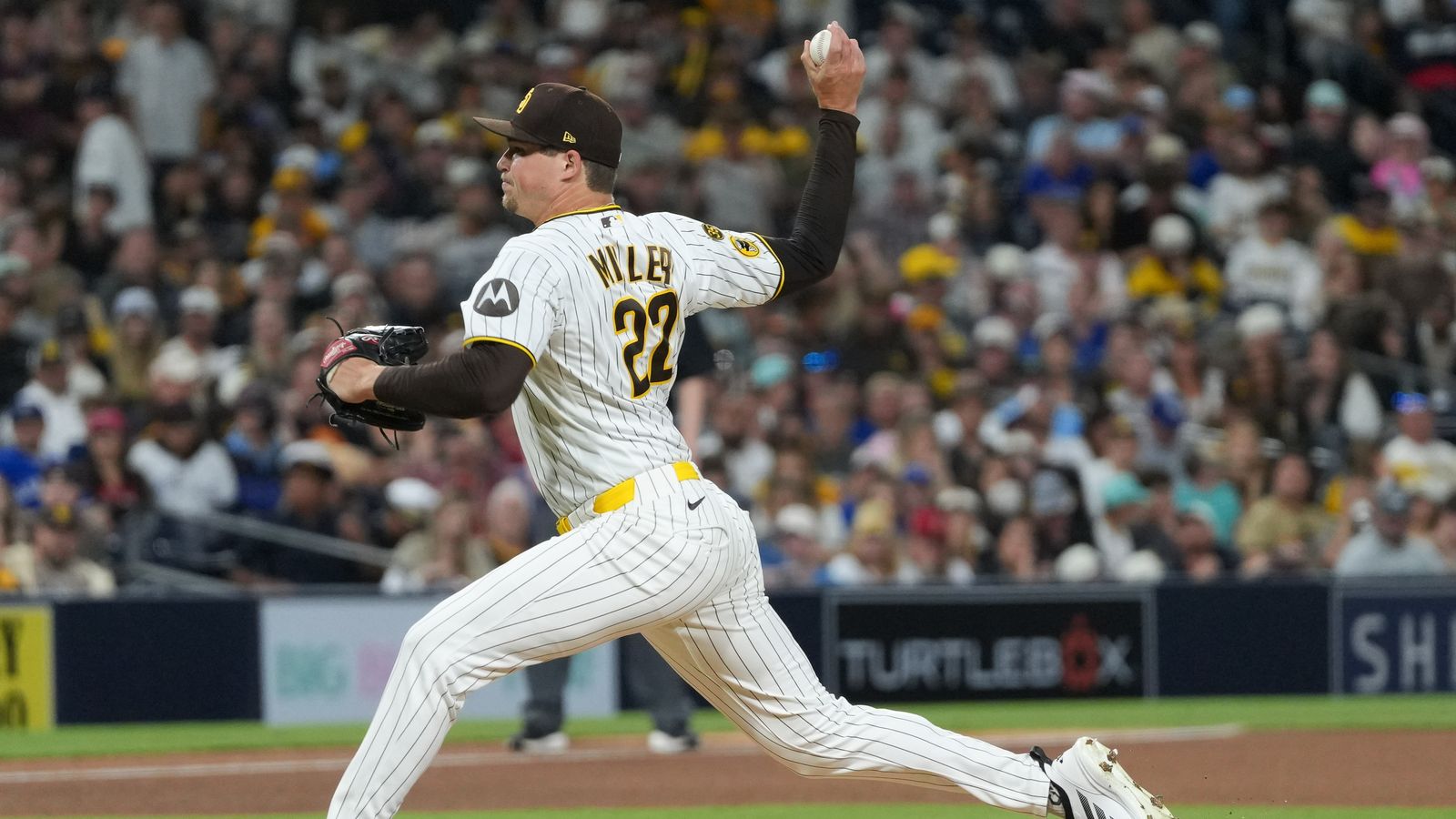 Mason Miller pitches during Padres vs Blue Jays game