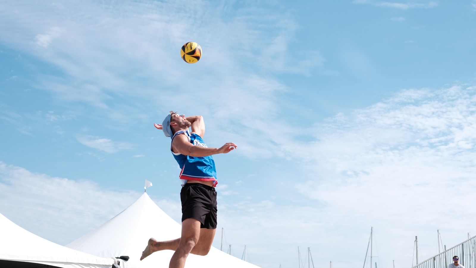 Evan Cory of Brooklyn Blaze executes a powerful jump serve