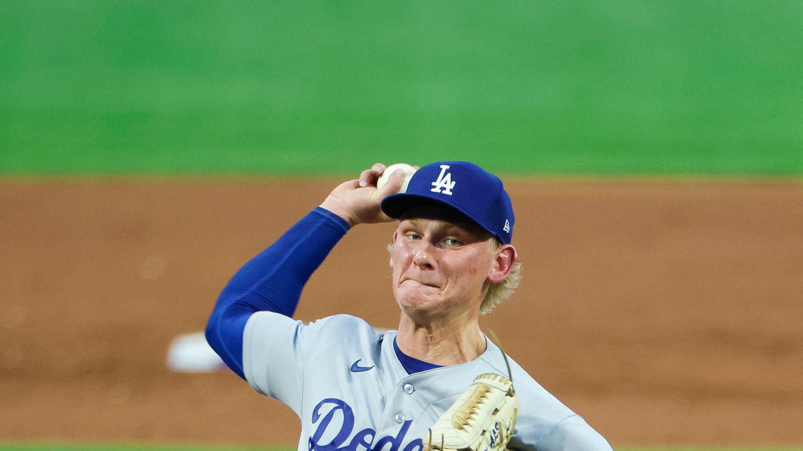 Emmet Sheehan pitching against the Phillies, July 2026