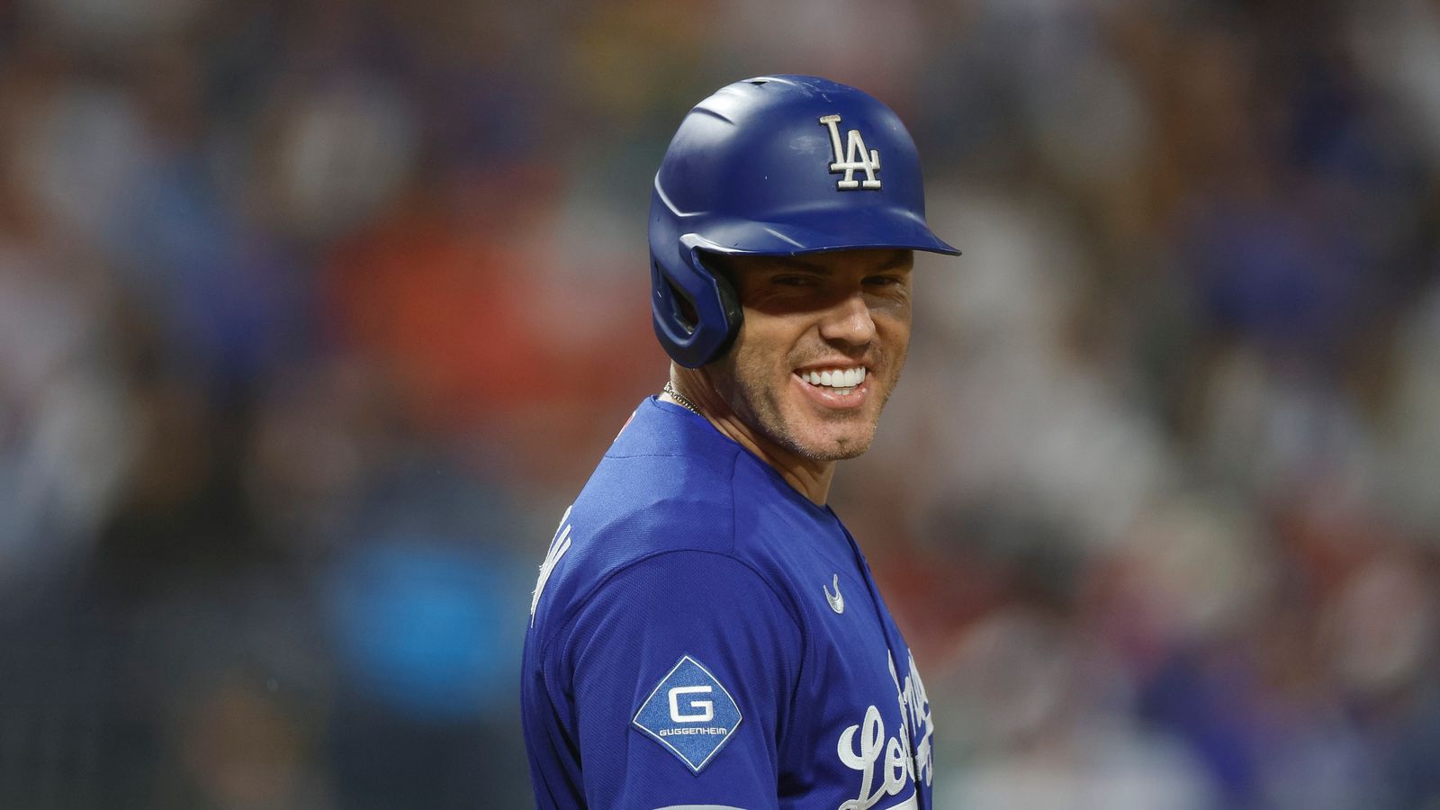 Freddie Freeman smiling at the plate, Citizens Bank Park, July 21, 2026