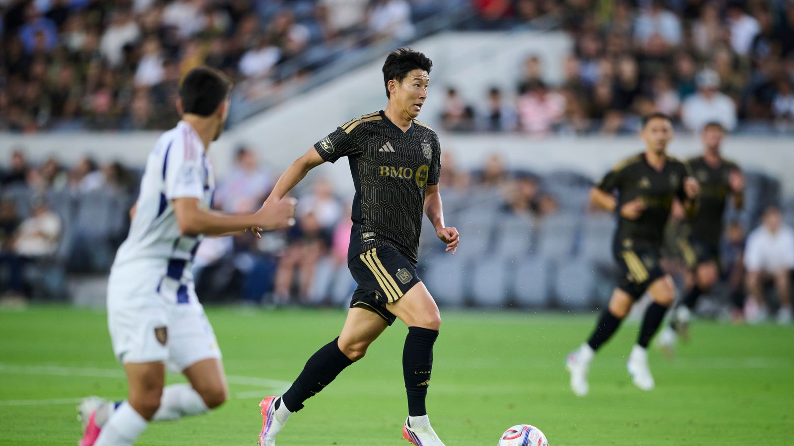 Son Heung-Min controls the ball in MLS match against RSL