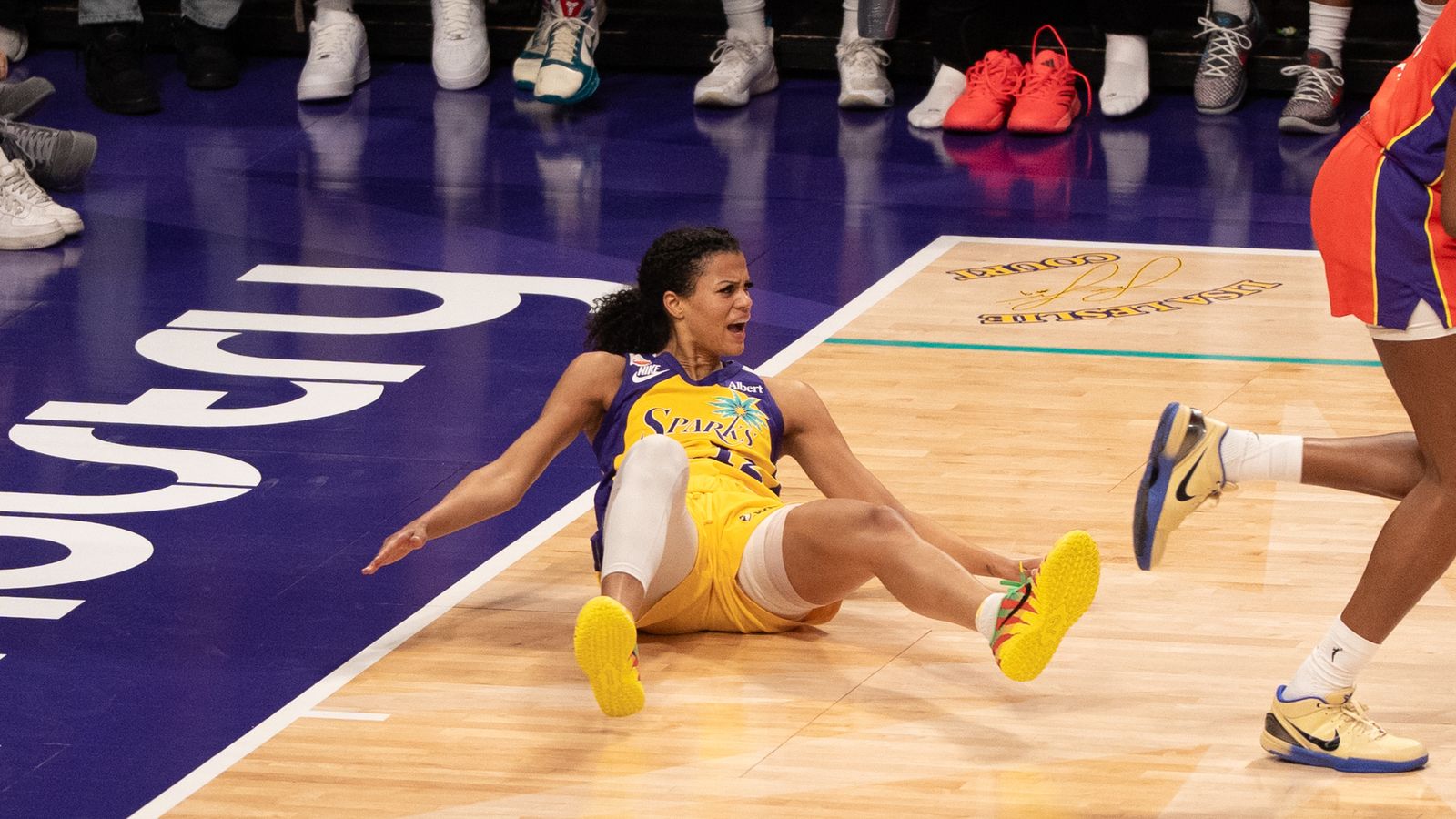 Rae Burrell gets shoved, no foul called vs. Mercury