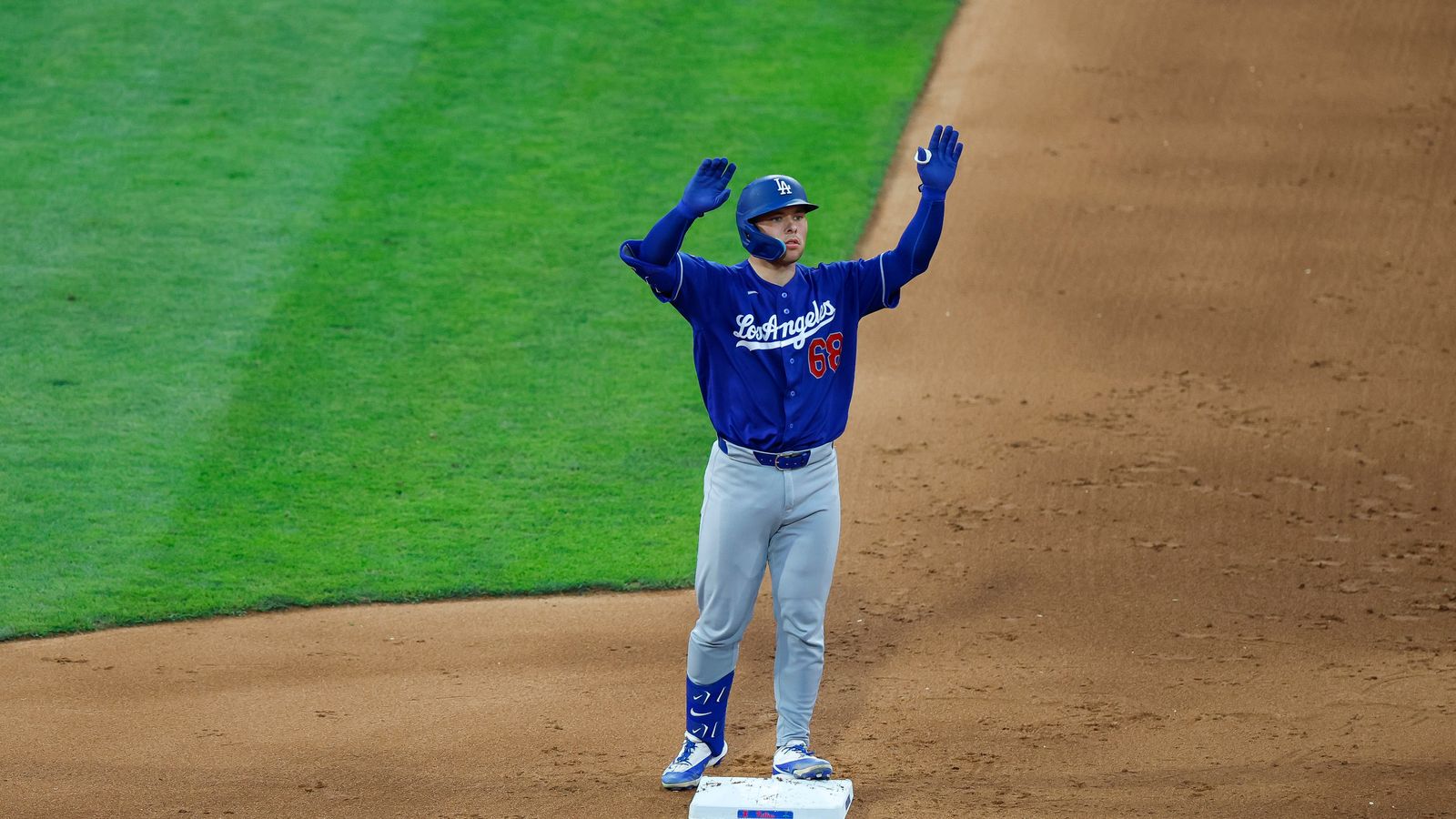 Dalton Rushing celebrates a home run at Citizens Bank Park