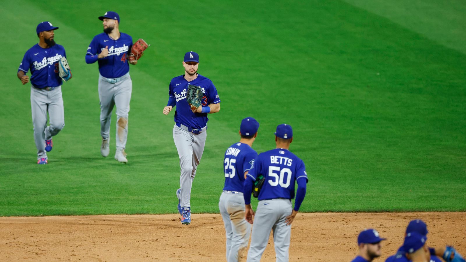 Dodgers celebrate their win over the Phillies in Philadelphia
