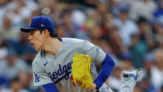 Roki Sasaki pitches against the Mets at Citi Field, July 24, 2026