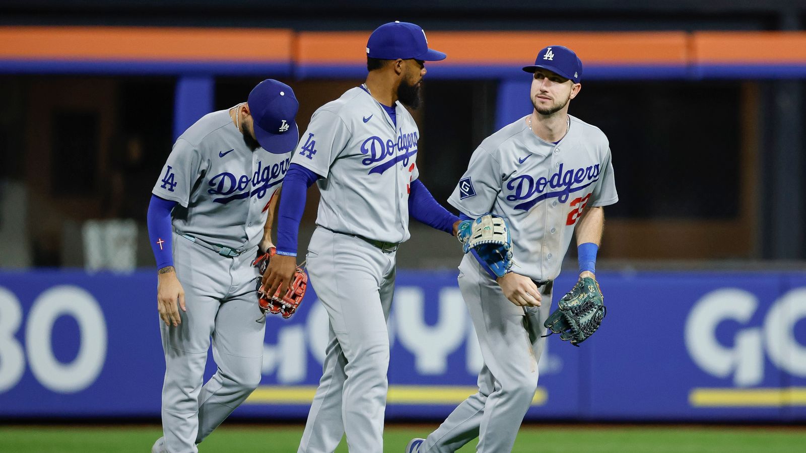 Dodgers' victory celebration with Tucker, Hernandez, Pages at Citi Field