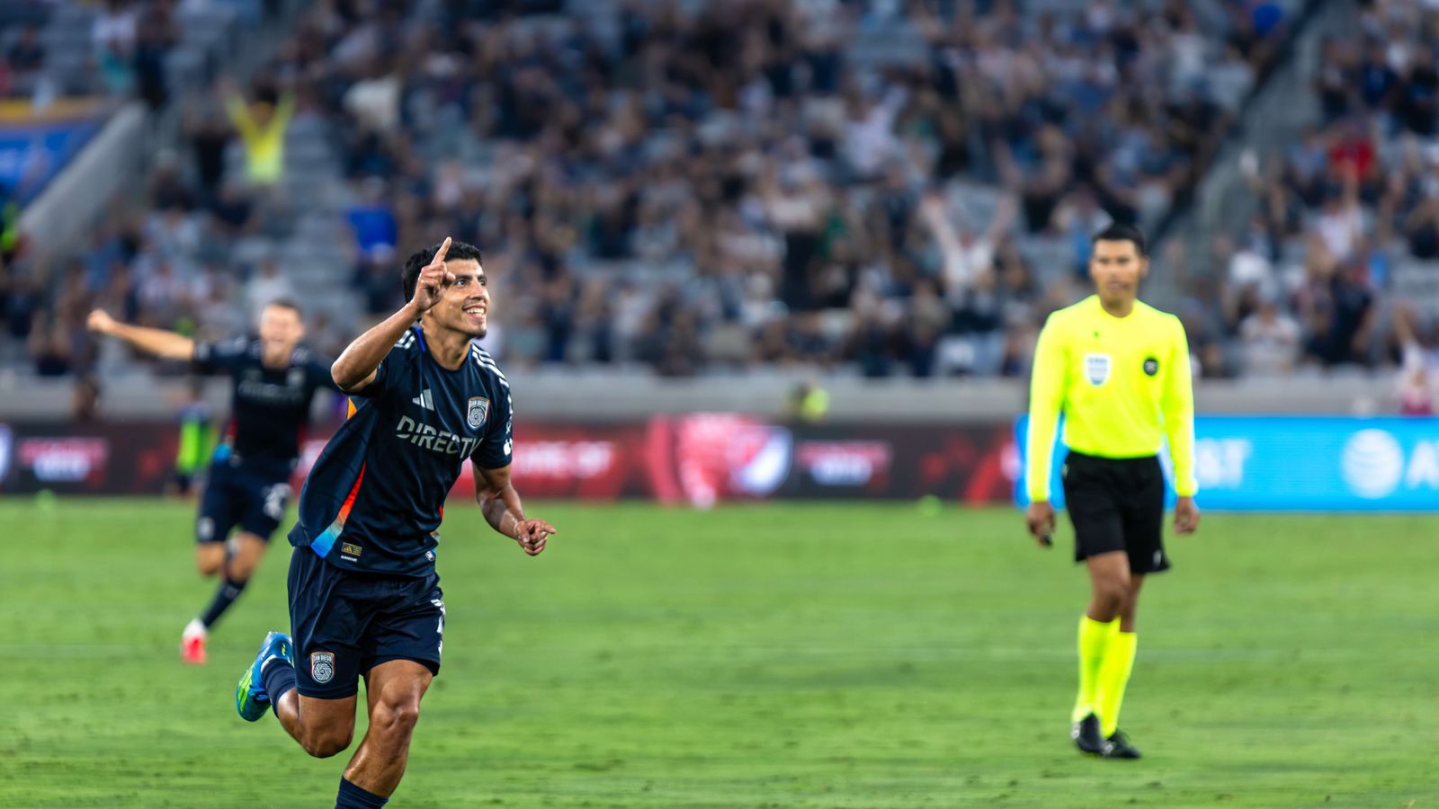 Alejandro Alvarado Jr. celebrates his decisive goal against FC Dallas.