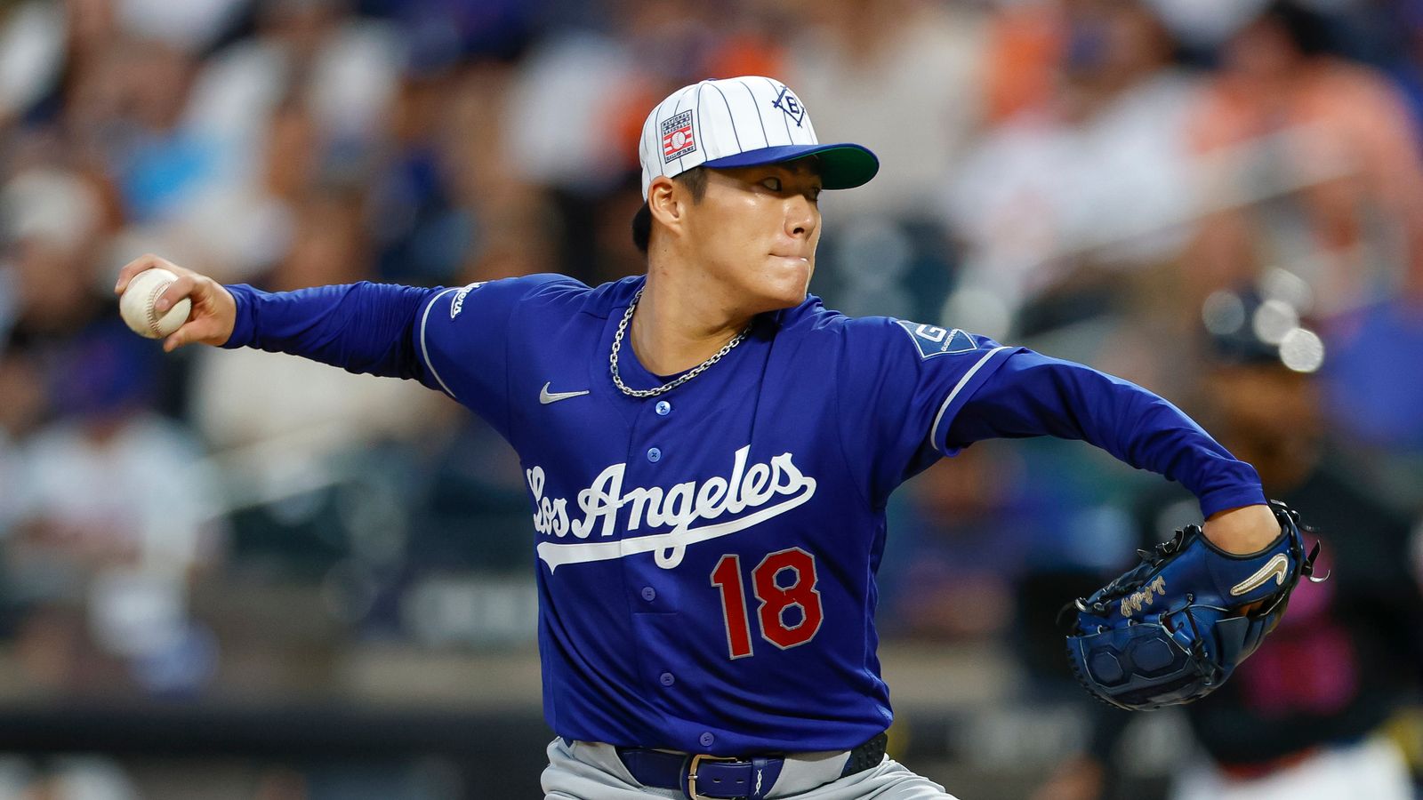 Yoshinobu Yamamoto pitches at Citi Field, July 25, 2026