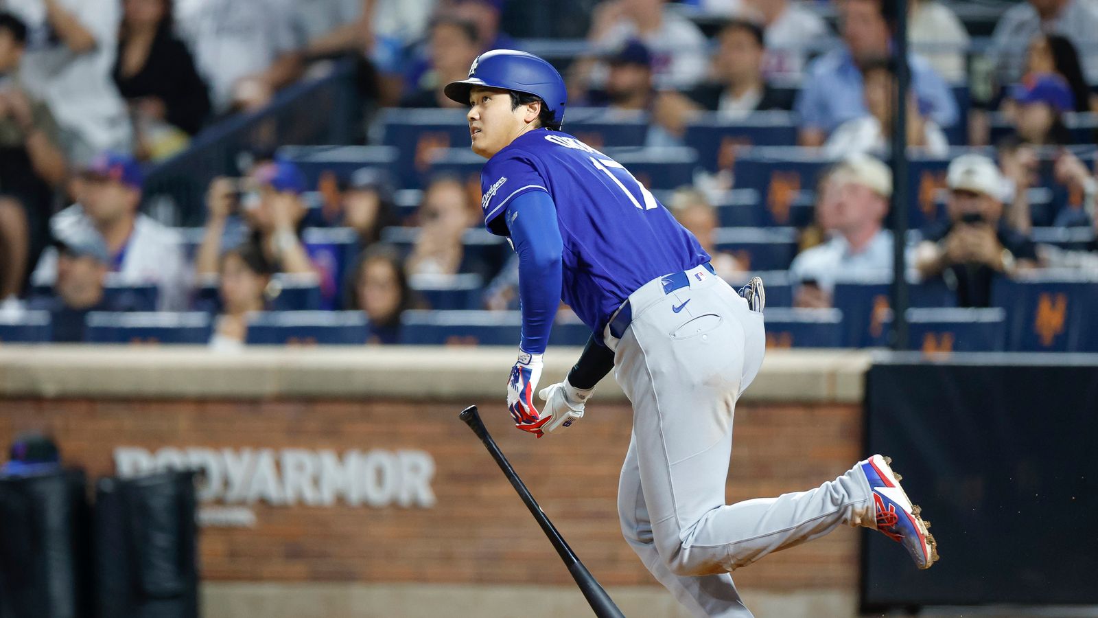 Shohei Ohtani bats against the Mets at Citi Field, July 25, 2026