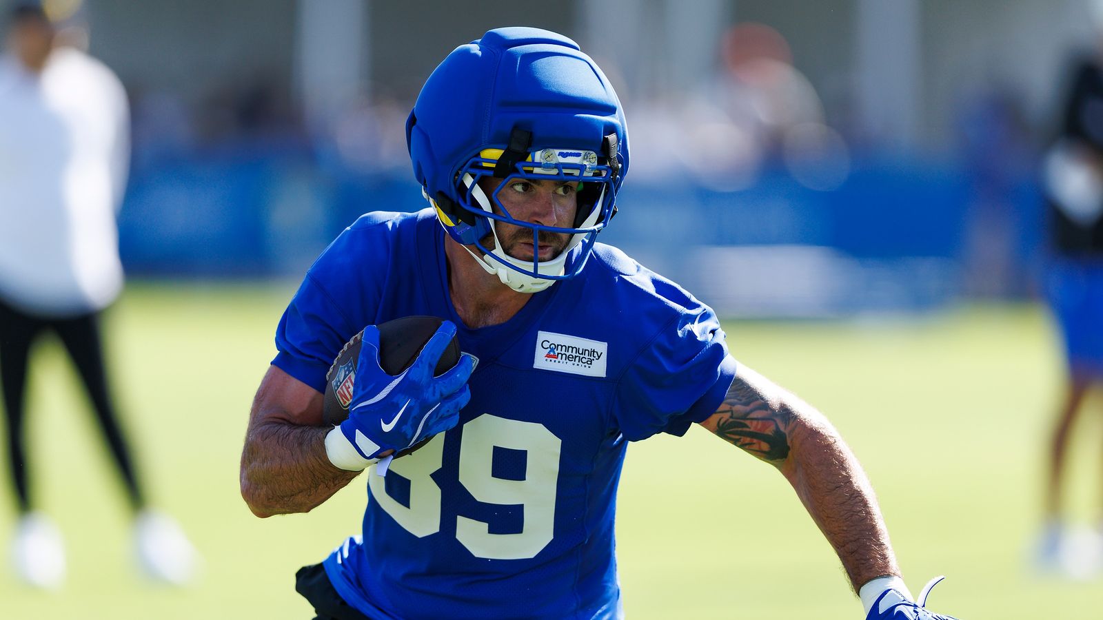 Tyler Higbee #89 in action at Rams Training Camp