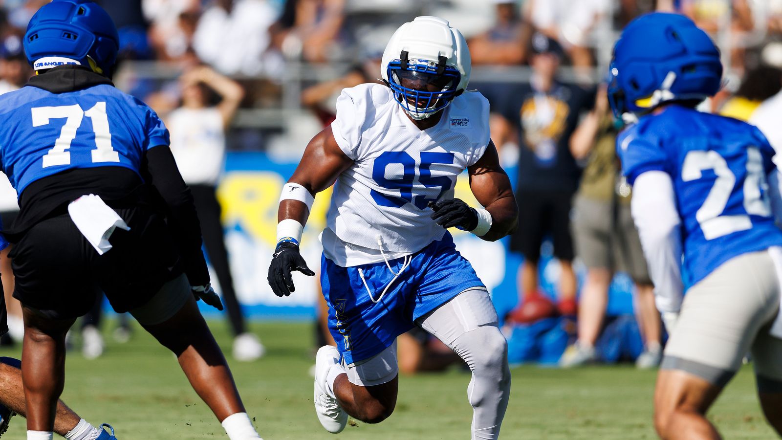 Myles Garrett #95 rushes again at Rams Training Camp
