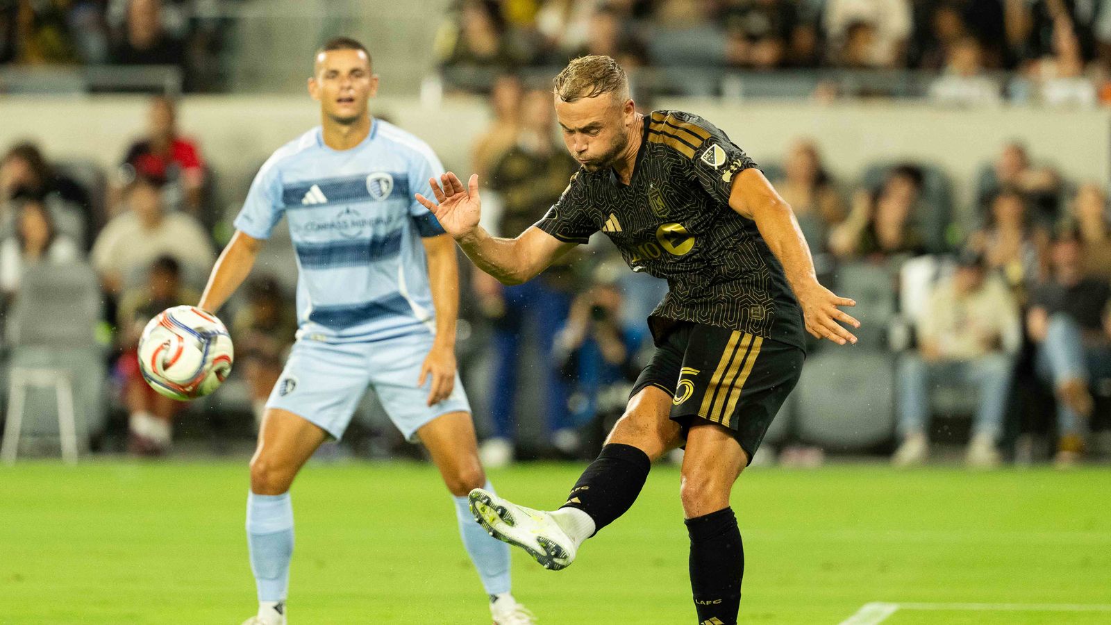 Ryan Porteous in action during the LAFC vs KC Sporting game