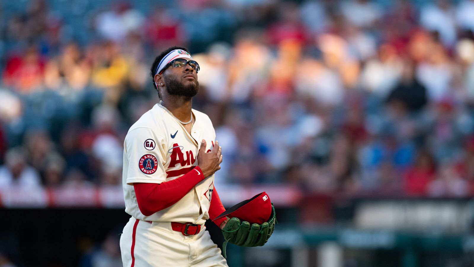 Walbert Urena heads to the dugout after a tough inning