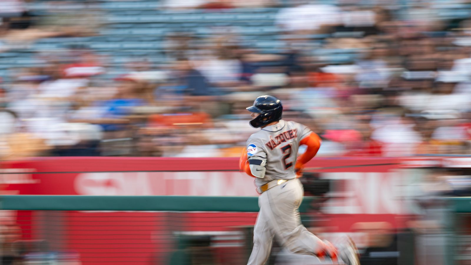 Christian Vazquez races to first base in Monday's game