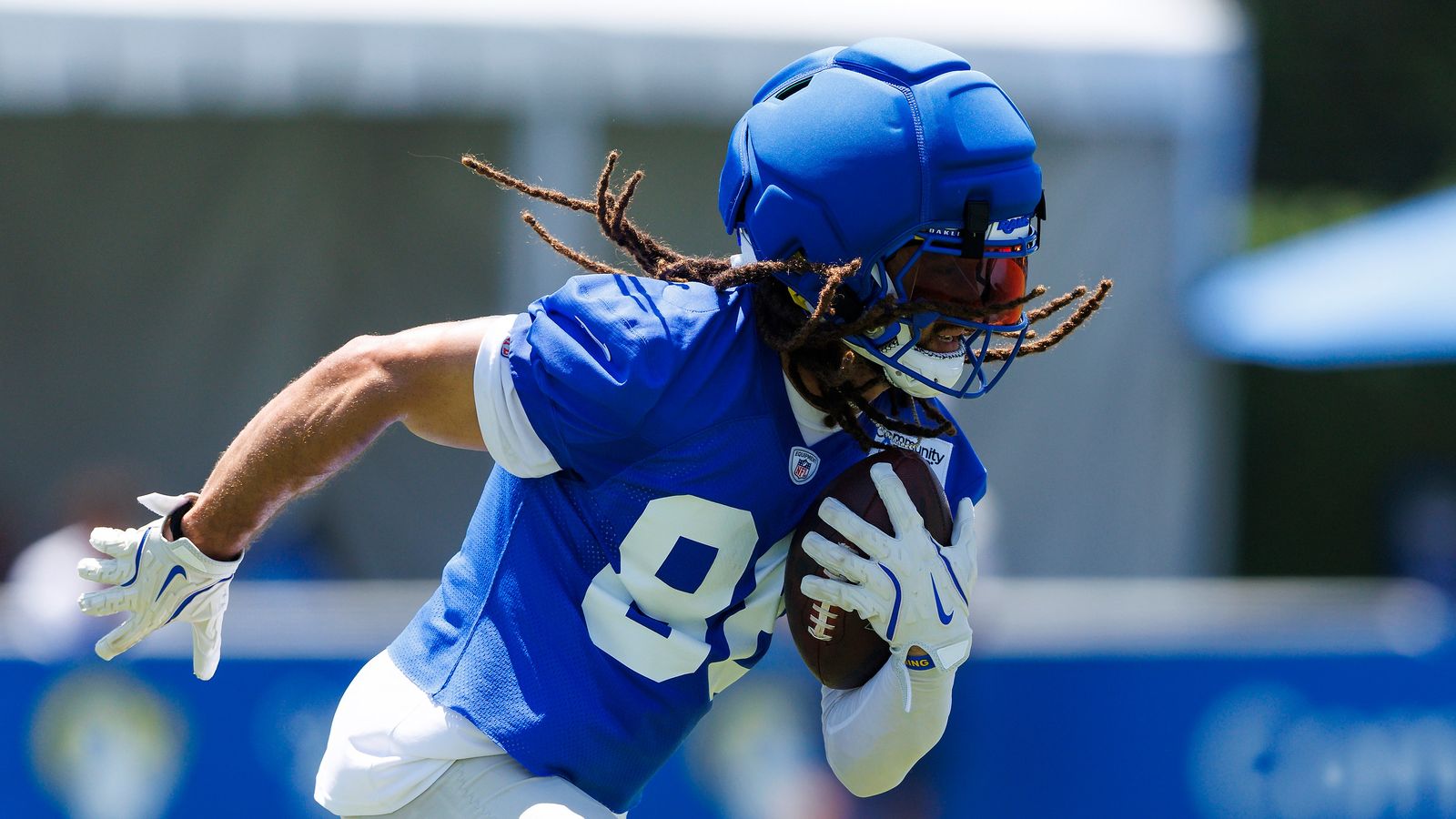 Jordan Whittington #88 Runs After Catch at Rams Camp
