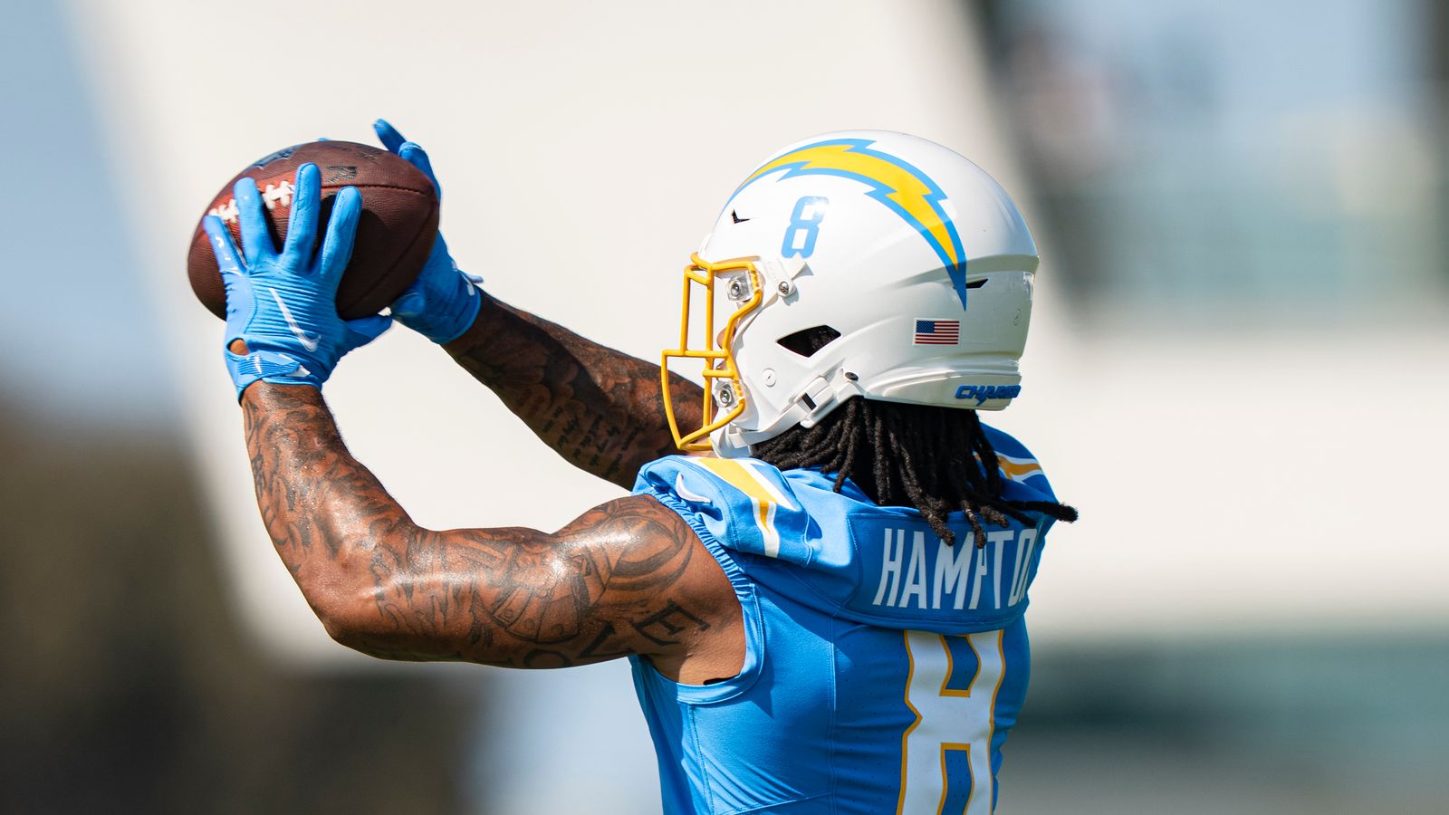 Running Back Omarion Hampton in Action at Camp