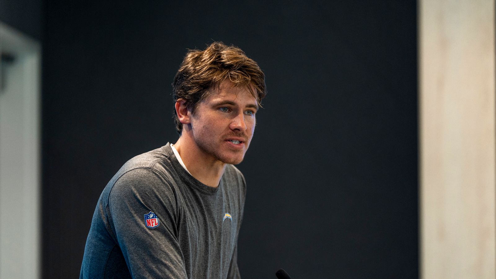 Justin Herbert Speaks to Media Post-Training
