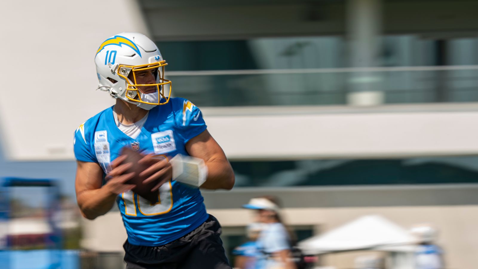 Justin Herbert Practicing Passes at Chargers Camp
