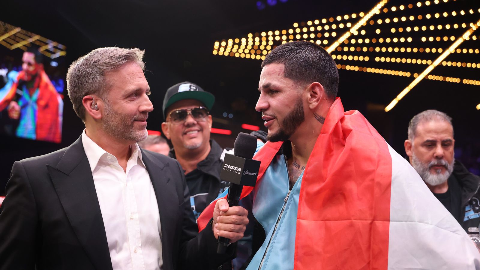 Edgar Berlanga discusses his win with Max Kellerman post-fight at Zuffa 09
