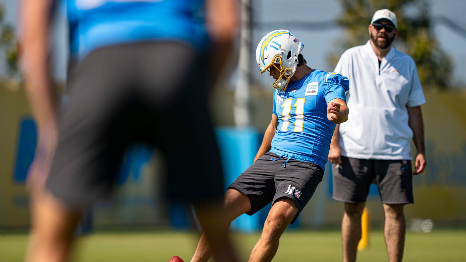 Cameron Dicker Practices Kicking at Chargers Camp