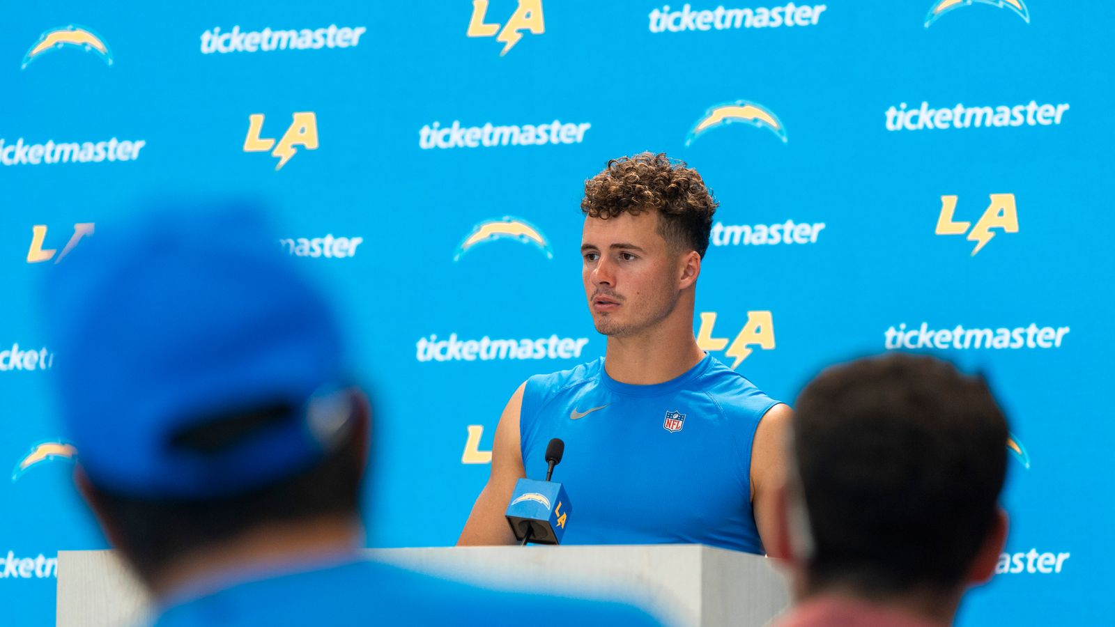 Ladd McConkey Addresses Media at Chargers Camp