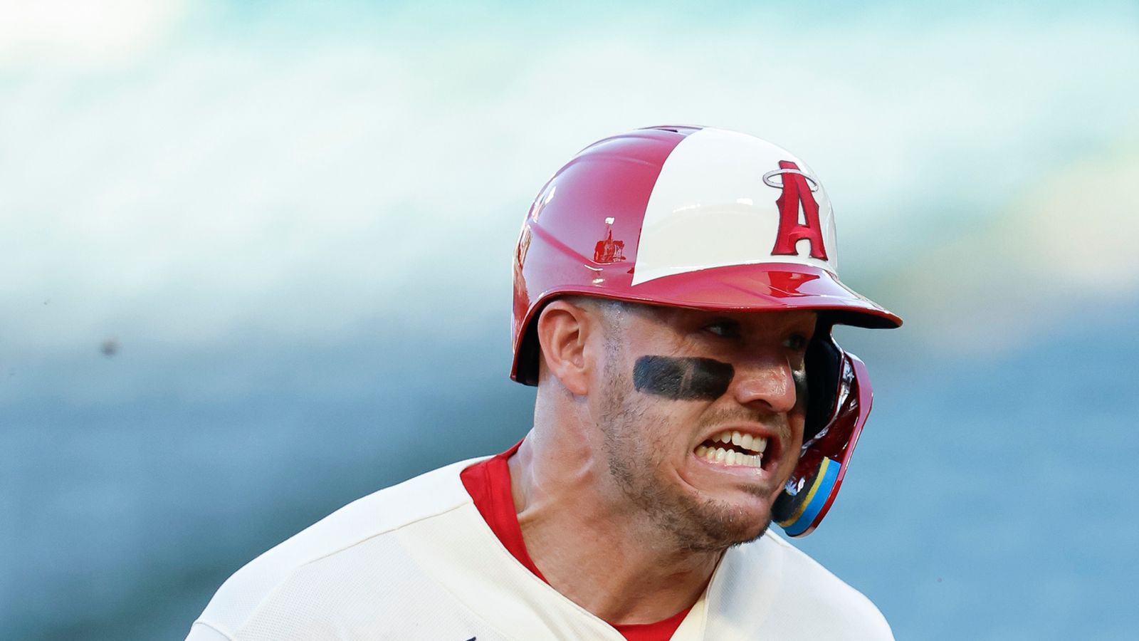 Mike Trout runs bases against Brewers at Angel Stadium, Aug 1, 2026