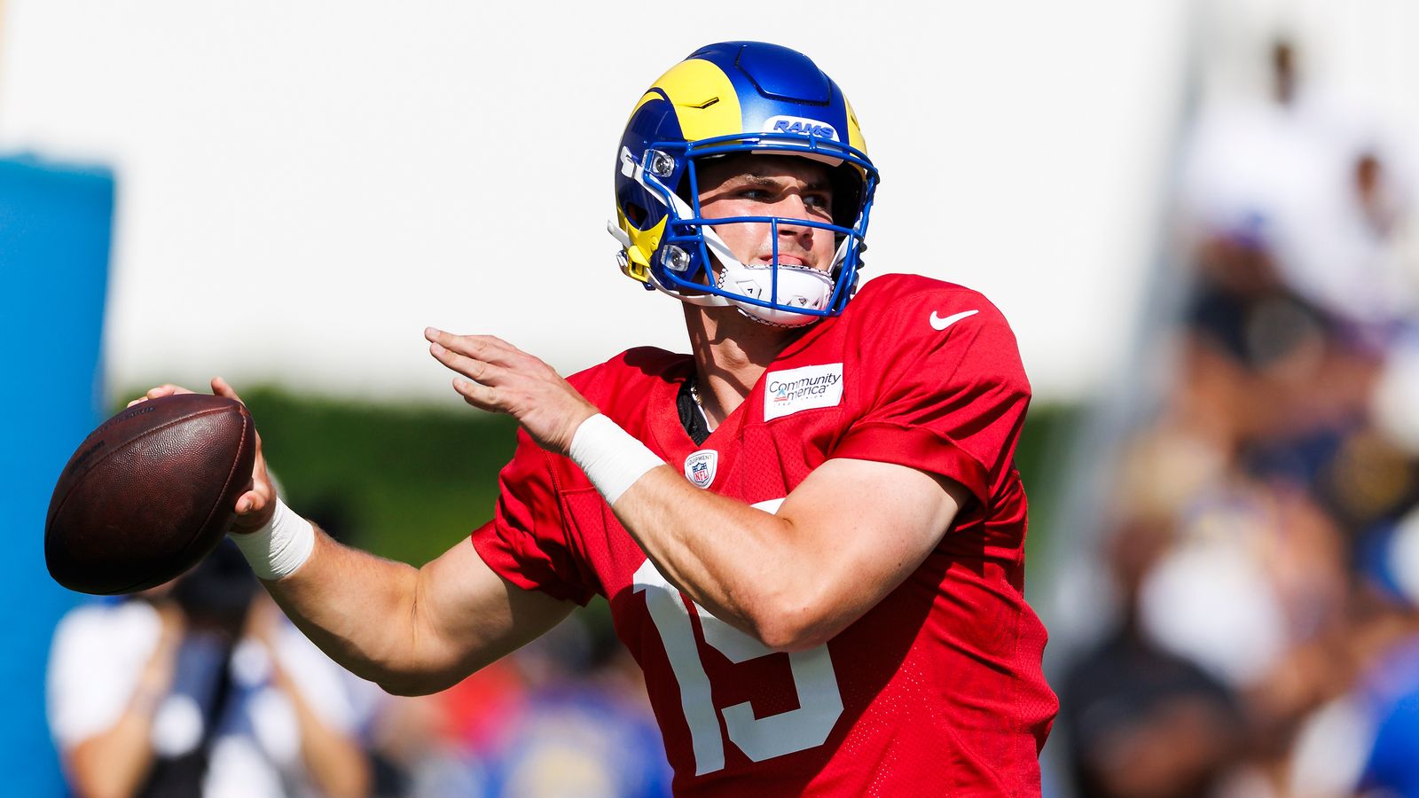 Ty Simpson practices throws at Rams Training Camp