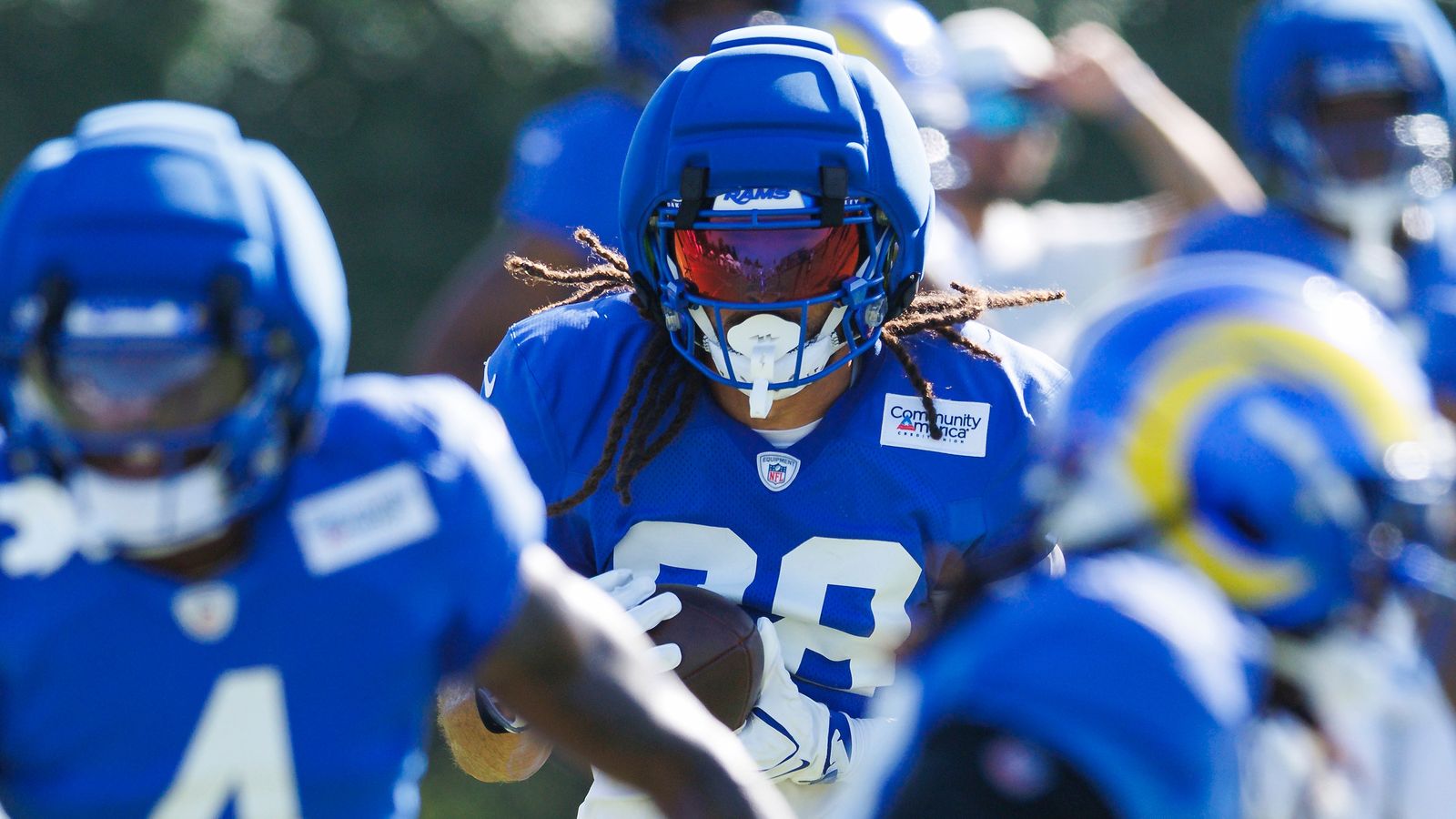 Jordan Whittington runs after catch at Rams Training Camp