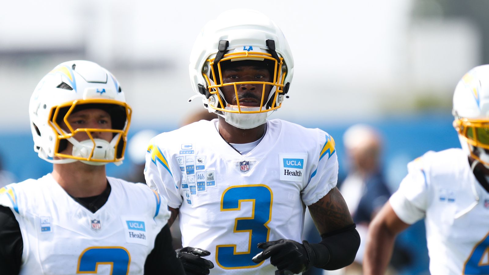Safety Derwin James warms up at Chargers Training Camp, August 3, 2026