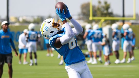 WR Dalevon Campbell in drills at Chargers Training Camp, August 2026