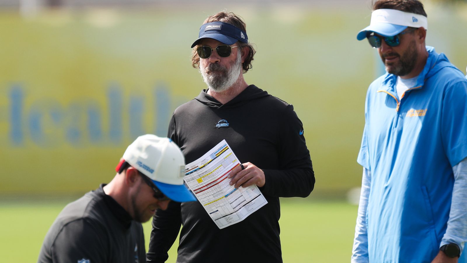 Coach Shane Day runs drills at Chargers Training Camp, August 2026