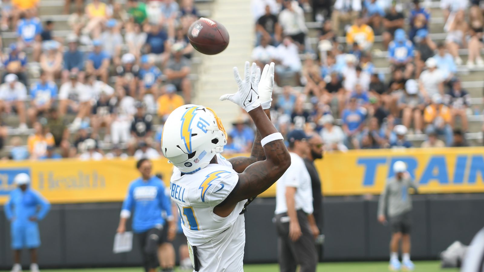 Dalton Campbell (81) at Chargers Training Camp, USD, August 4, 2026