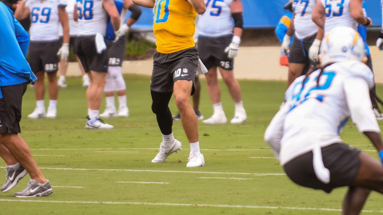 Justin Herbert (10) Throws Football at Chargers Camp, August 2026