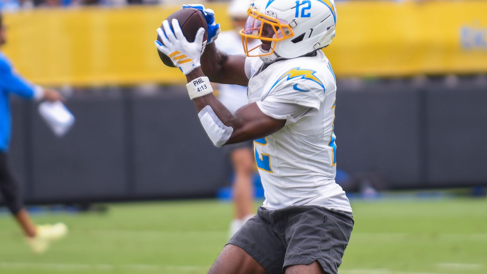 Derius Davis (12) Repeats Drills at Chargers Training Camp, August 2026