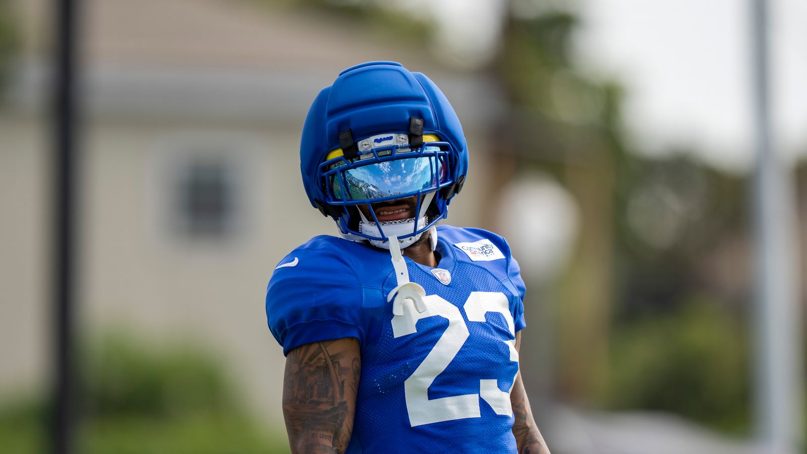 Kyren Williams #23 participates in Rams training camp.