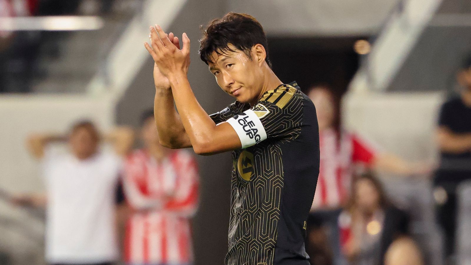 Son Heung-Min reacts during a critical moment of the match