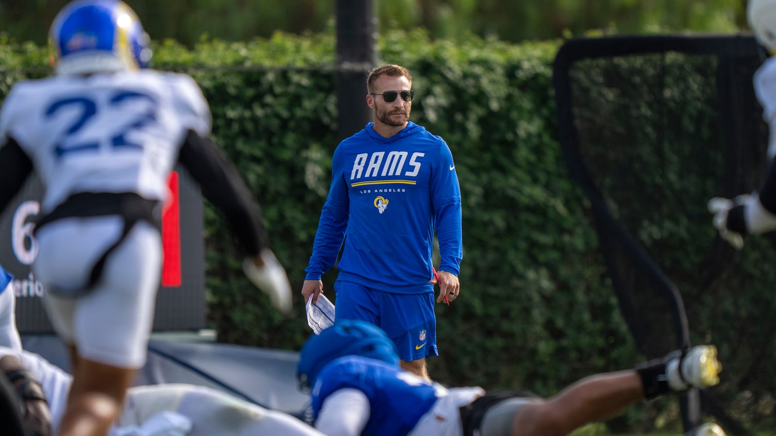 Coach Sean McVay oversees Rams training camp.