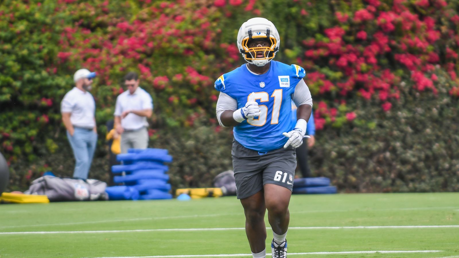 Jahmeer Carter (61) seen at Chargers training camp, San Diego