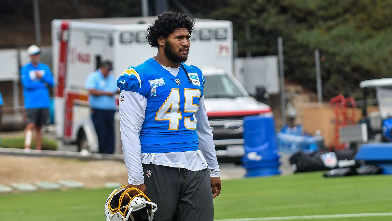 Tuli Tuipulotu (45) during a session at Chargers training camp