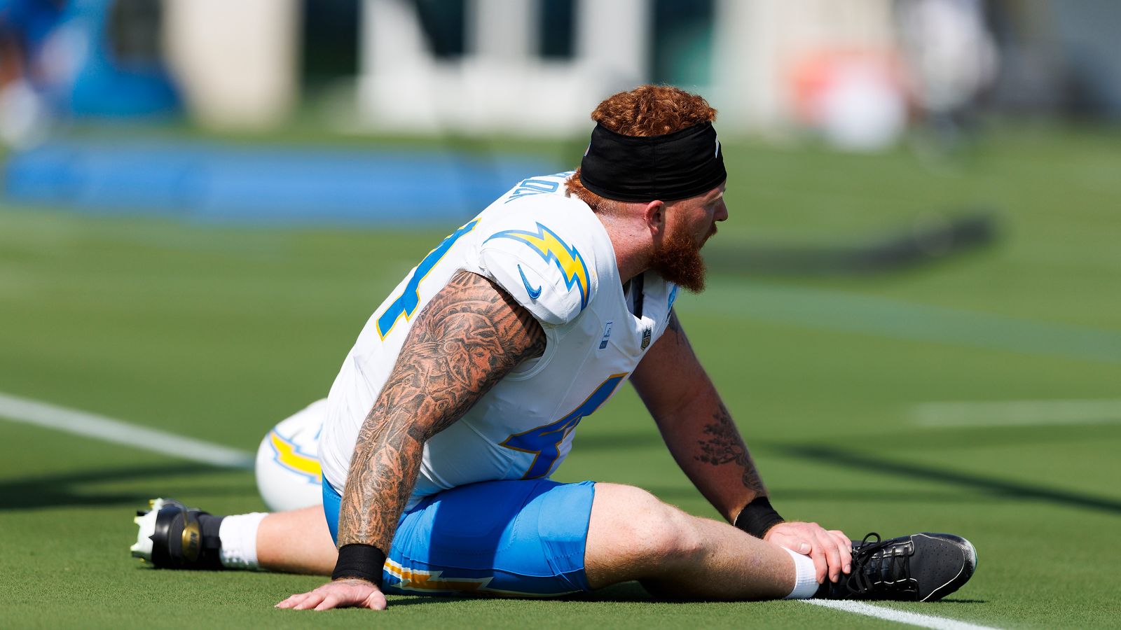 Scott Matlock #44 Stretches at Chargers Training Camp
