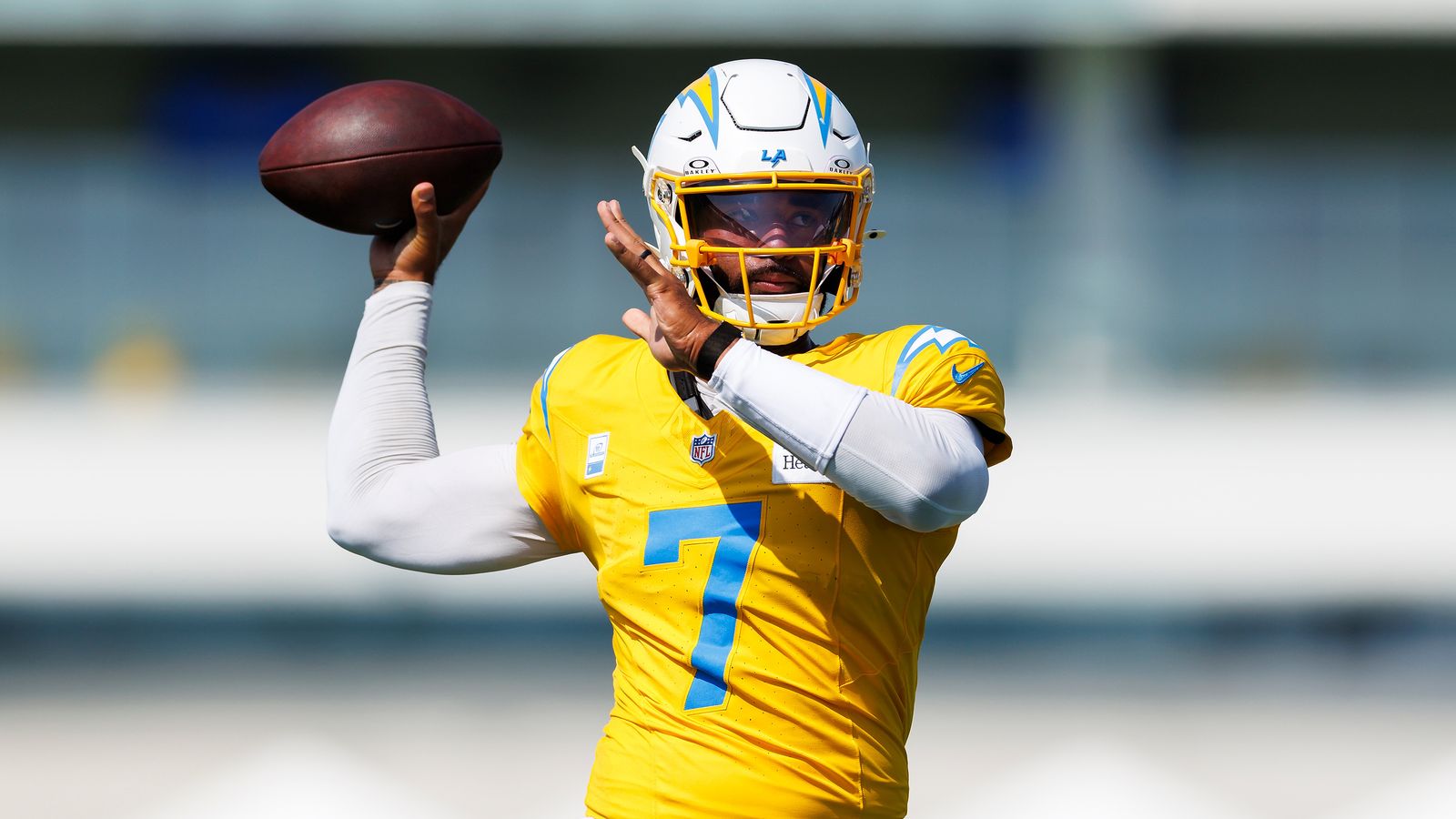 DJ Uiagalelei #7 Throws at Chargers Training Camp