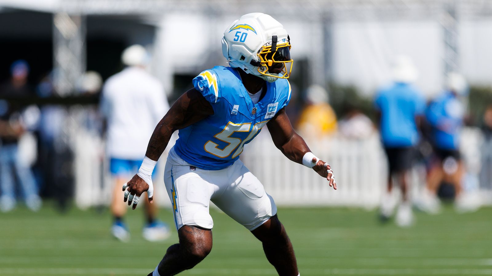 Emany Johnson #50 in Coverage at Chargers Training Camp