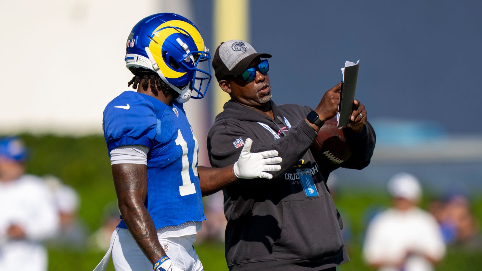 Mario Williams #14 practices at Rams training camp