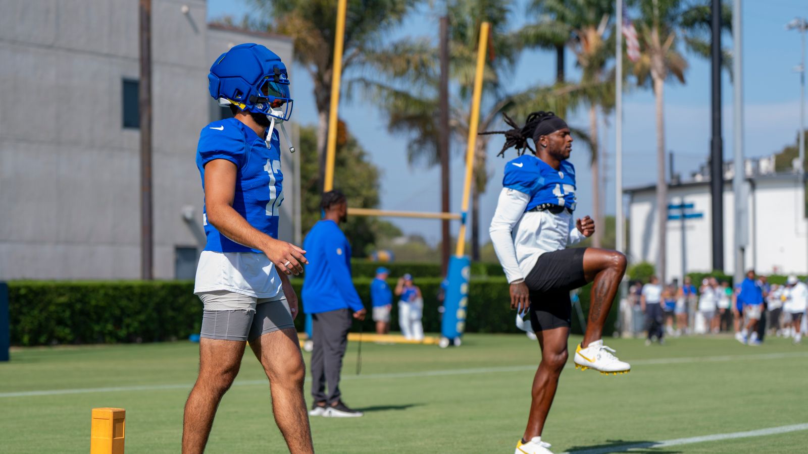 Puka Nacua #12 and Davante Adams #17 at Rams training camp